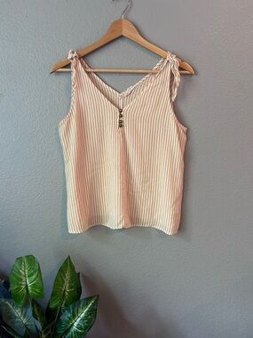 a.n.a Yellow and White Striped Tie-Shoulder Camisole